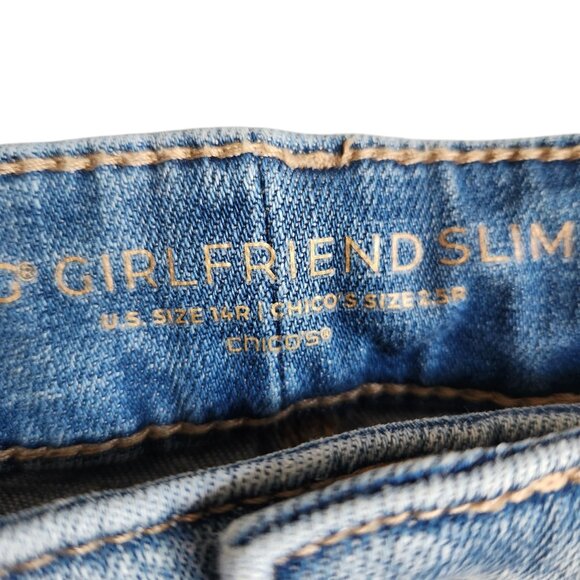 Chicos Jeans Women's Blue 14 R 2.5 So Slimming Girlfriend Slim Leg Ankle Chico's - Picture 9 of 10